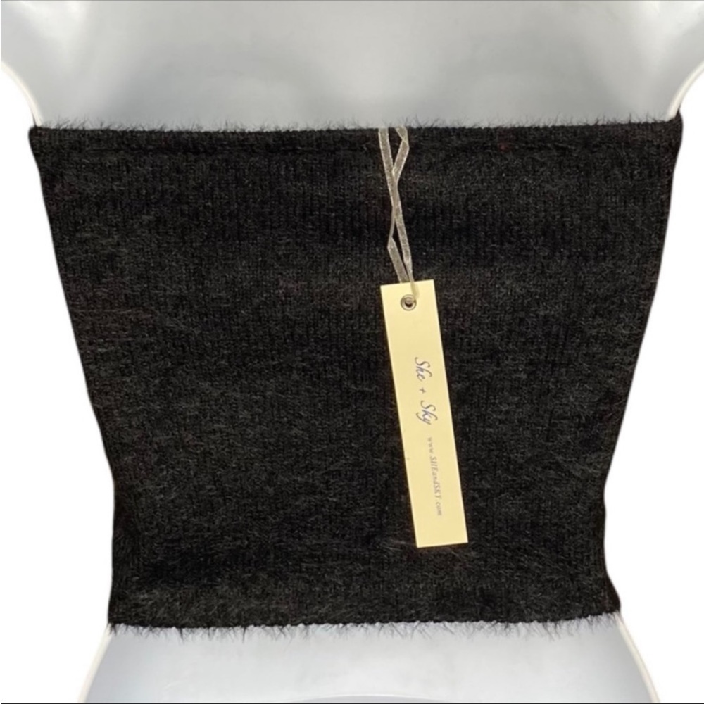 SHE + SKY Fuzzy Knit Sweater Tube Top L - Picture 6 of 8